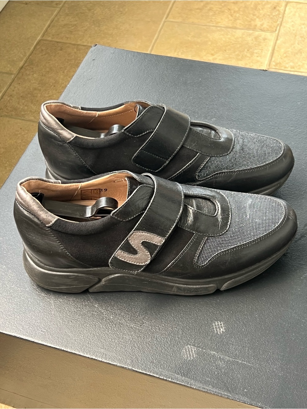 Black Women's Slip-On Sneaker with Hook Closure - Picture 4 of 13